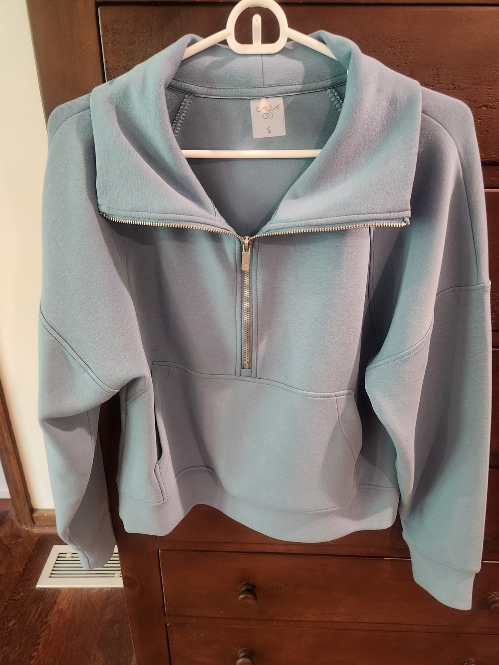 CALIA by Carrie Underwood Pale Blue Half-Zip Cowl Pullover
